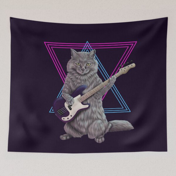 Item preview, Bass Cat- Rock band kitty playing the bass guitar designed and sold by Mehu.