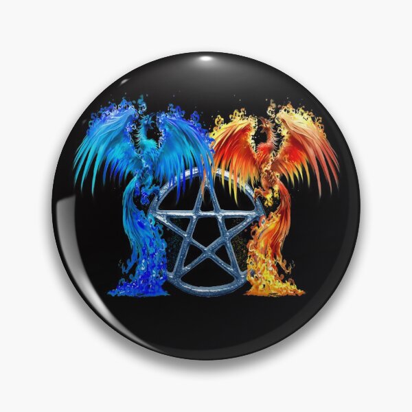 Item preview, Fantasy Fire And Ice Phoenix Blue Pentagram designed and sold by Atteestude.