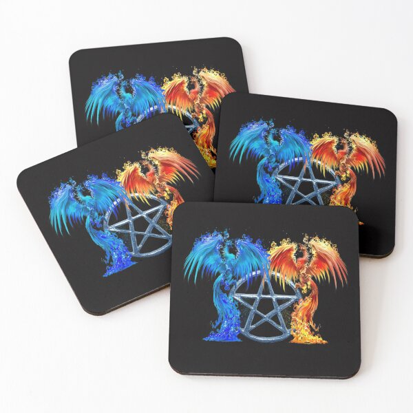 Item preview, Fantasy Fire And Ice Phoenix Blue Pentagram designed and sold by Atteestude.