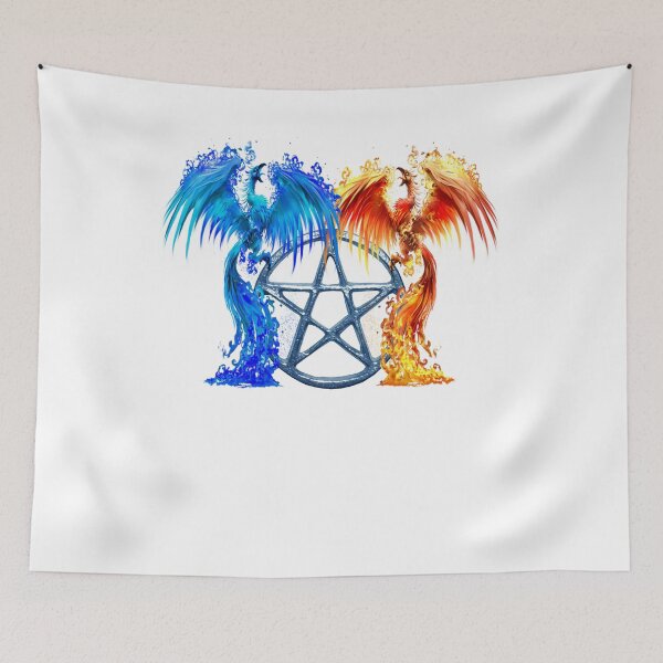 Item preview, Fantasy Fire And Ice Phoenix Blue Pentagram designed and sold by Atteestude.