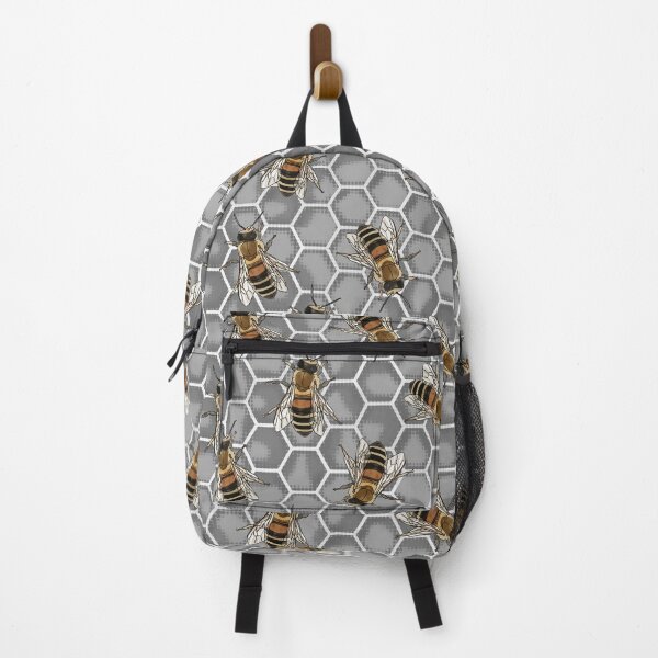 Item preview, Honeycomb Beehive in Monochrome Grey with Colorful Bees designed and sold by BeeFoxTree.