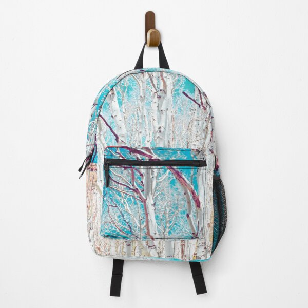 White Birch Trees and Turquoise Sky Backpack