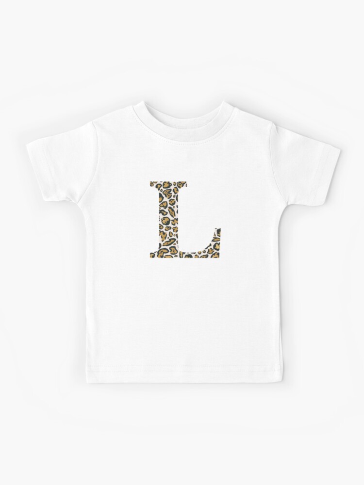 Letter L Leopard Cheetah Monogram Initial Kids T-Shirt for Sale