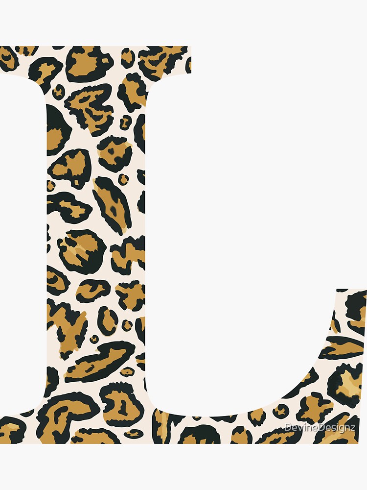 letter l cheetah leopard print sticker by devinedesignz