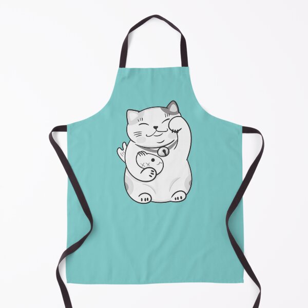 Item preview, Cute cat with fish blue background designed and sold by Jenmag.
