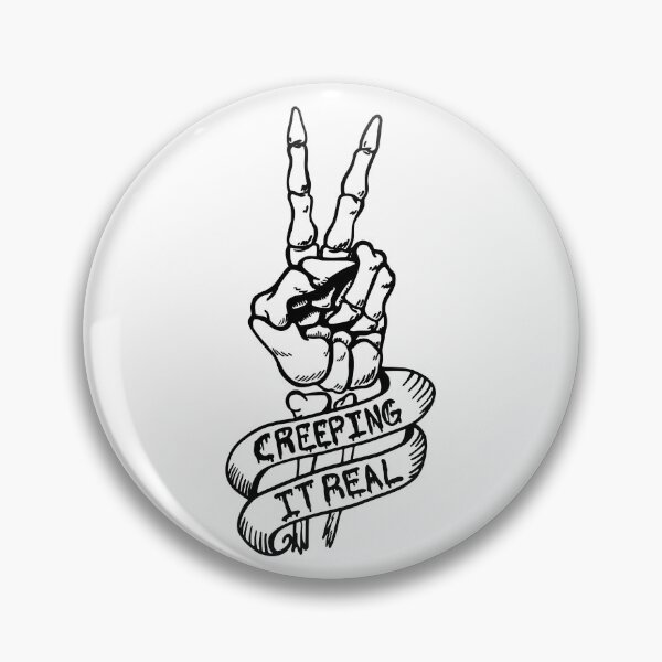 Item preview, Funny Halloween Skeleton Creeping It Real Scary Gothic Peace Sign  designed and sold by JessieJune.