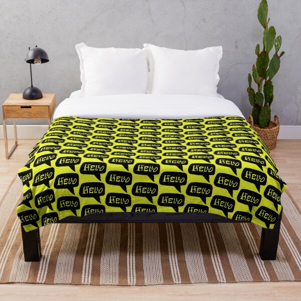 Item preview, Black and White Hello Speech Bubble Yellow Pattern designed and sold by Textography1.
