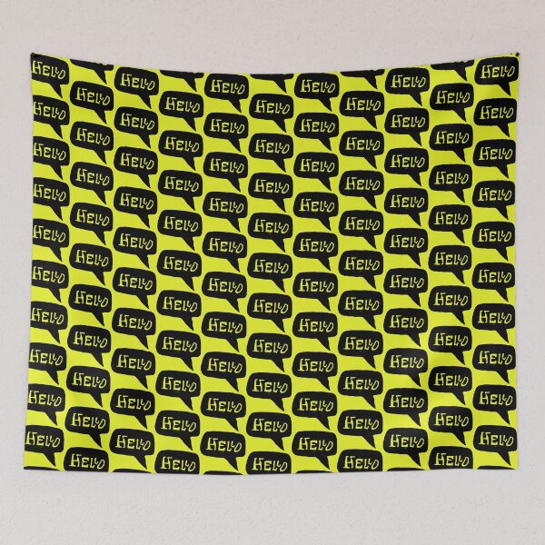 Item preview, Black and White Hello Speech Bubble Yellow Pattern designed and sold by Textography1.