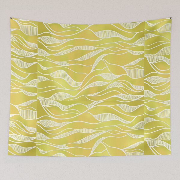 Item preview, Abstract Yellow and White Wave Pattern designed and sold by lunaleicrafts.