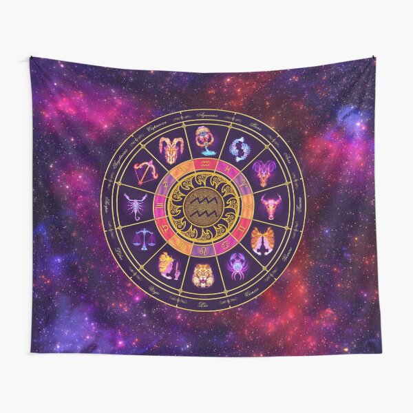 Aquarius Zodiac Lightburst - Circle Tapestry