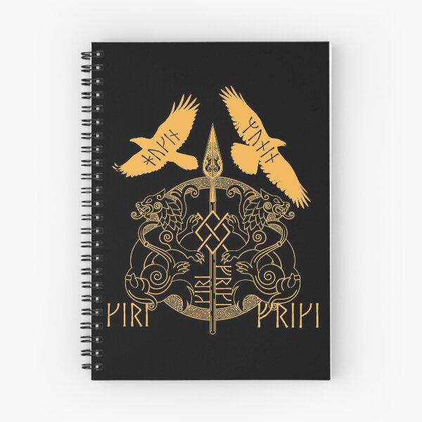 Item preview, Norse Mythology Spear of Odin Gungnir Runes Geri Freki Huginn Muninn designed and sold by BluePagan.