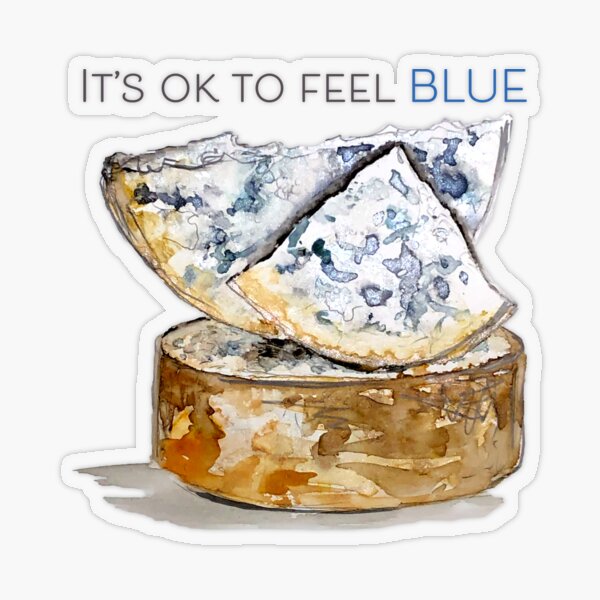 Feeling Blue Cheese Illustration Sticker for Sale by Uplift