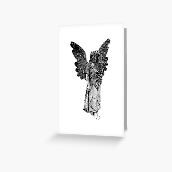 Item preview, Graveyard Weeping Angel. Creepy Halloween Digital Engraving Image designed and sold by Digital Eclectica.
