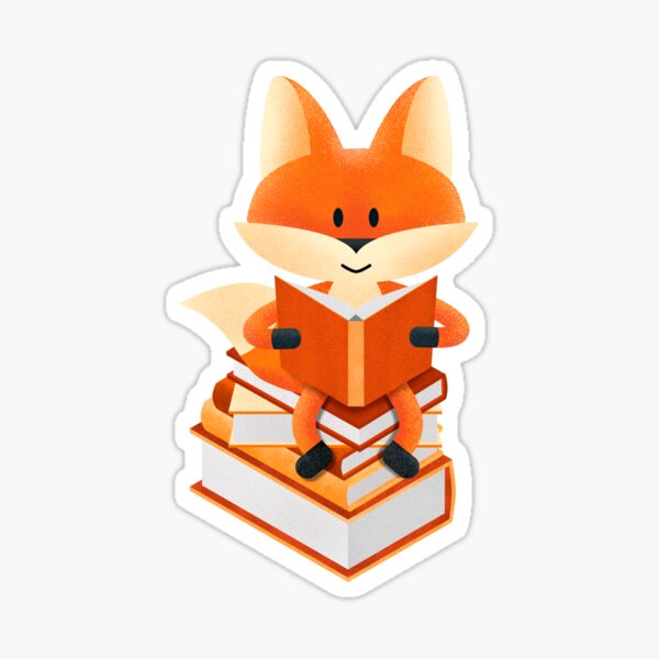 Book lover fox illustration + pattern Sticker