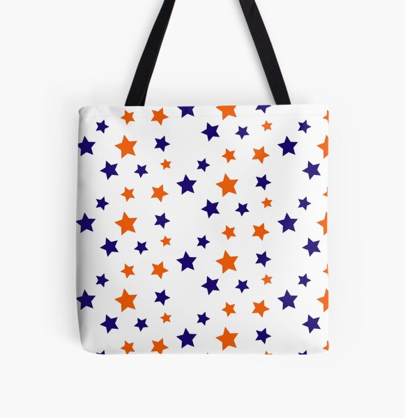 Estrellas azules y naranjas Bolsa estampada de tela