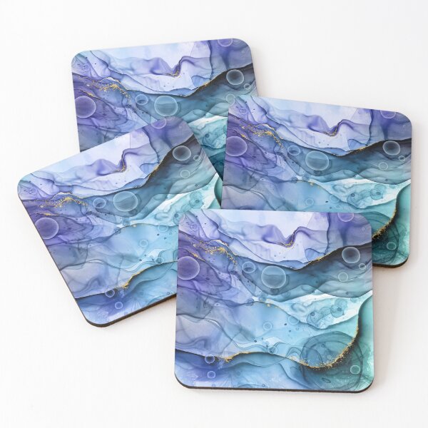 Item preview, Mermaid Ink Splashes in Blue with Gold Detail designed and sold by WisdomInspired.