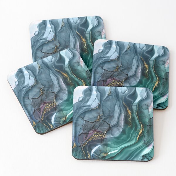 Item preview, Mermaid Ink Splashes in Green with Gold Detail designed and sold by WisdomInspired.
