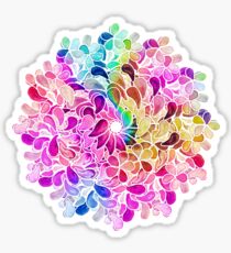 Rainbow Watercolor Paisley Flower Sticker