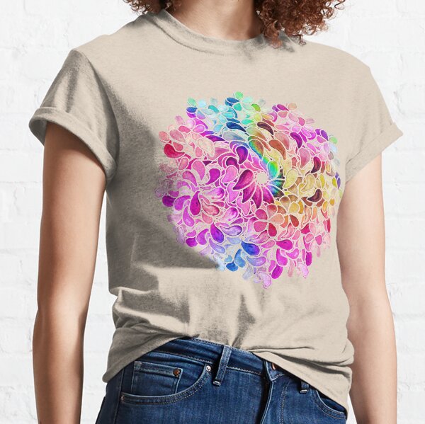 Rainbow Watercolor Paisley Flower Classic T-Shirt