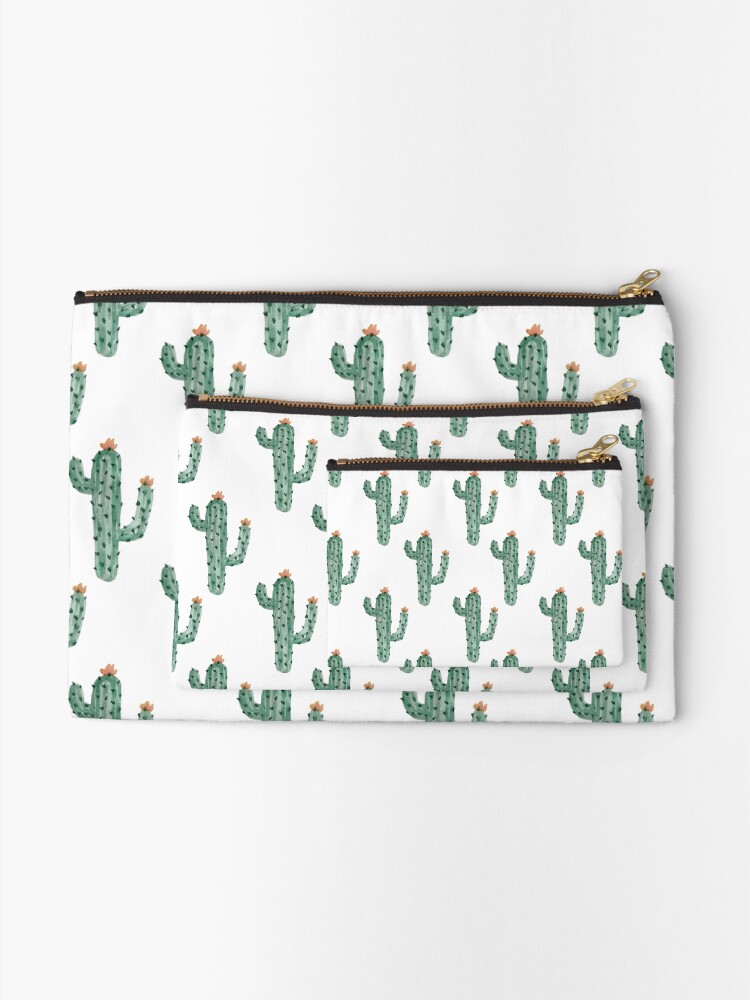 Alternate view of Watercolor Cactus Classic Pattern Zipper Pouch