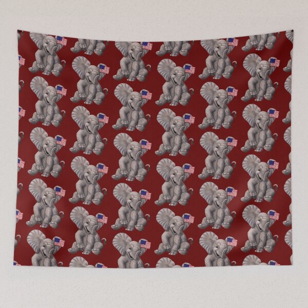 Item preview, Elephant waving the American Flag designed and sold by Mehu.