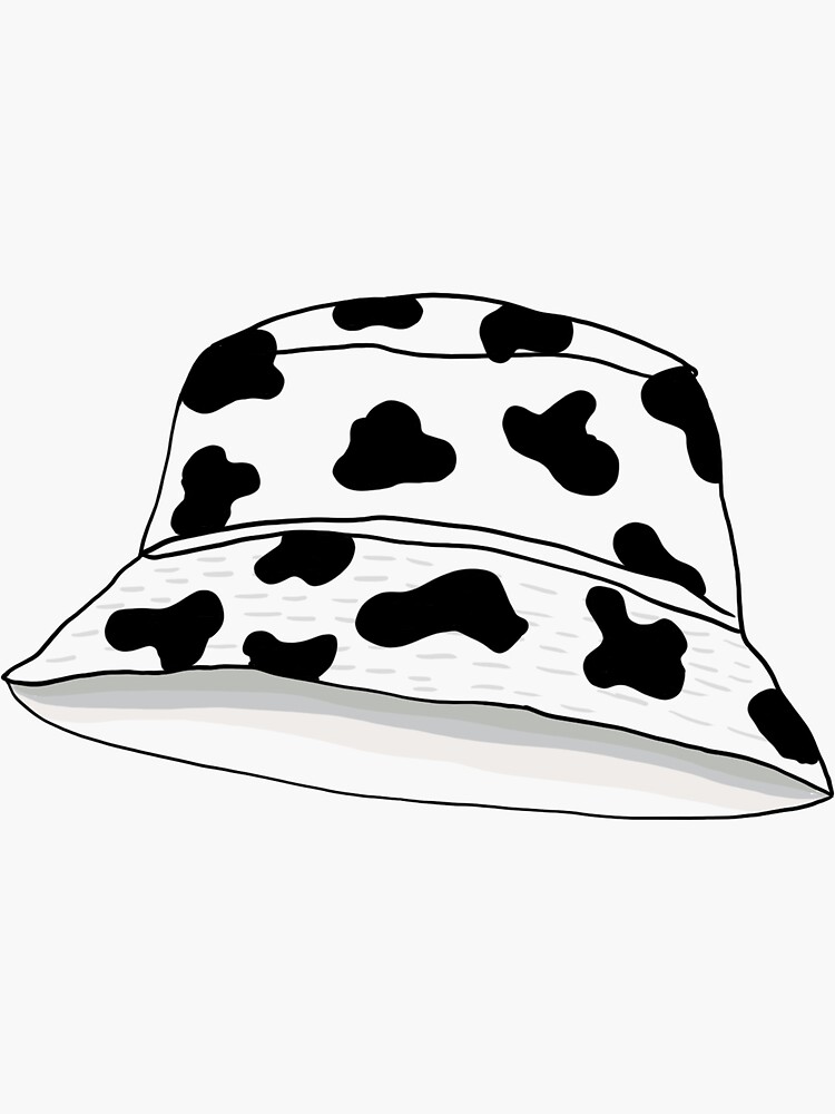 "Vsco cow print bucket hat Sticker " Sticker for Sale by cxndychxrr
