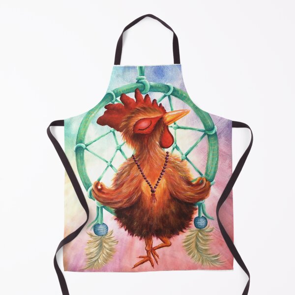 Item preview, Yoga Chick - Zen Chicken Rooster with Dreamcatcher Painted by Nowlove Art designed and sold by nowloveart.