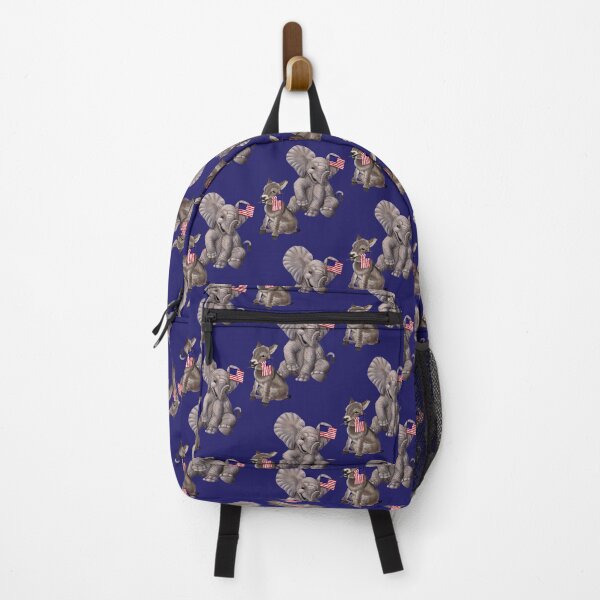 Item preview, Baby donkey and elephant waving the American flag designed and sold by Mehu.