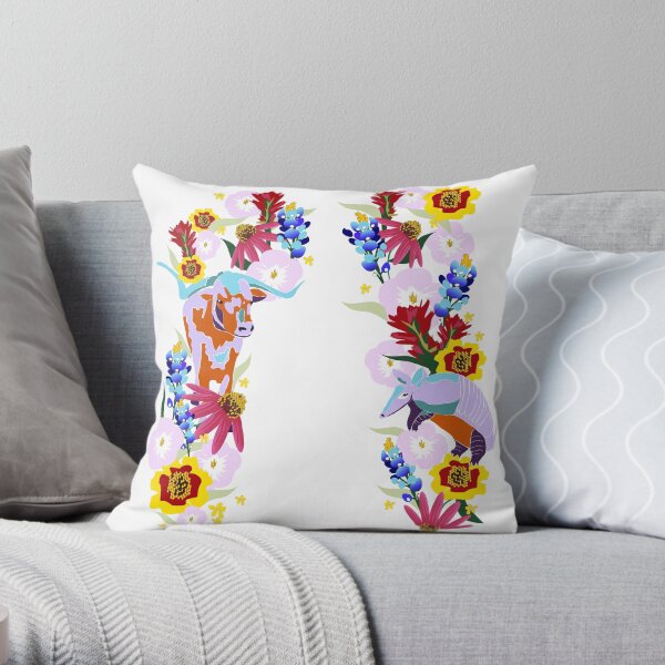 Longhorn & Armadillo Throw Pillow