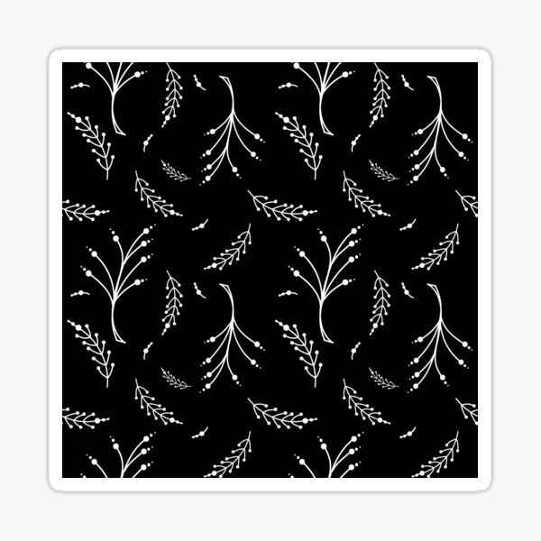 Organic Flowering Circle Plant Black and White Branches Sticker