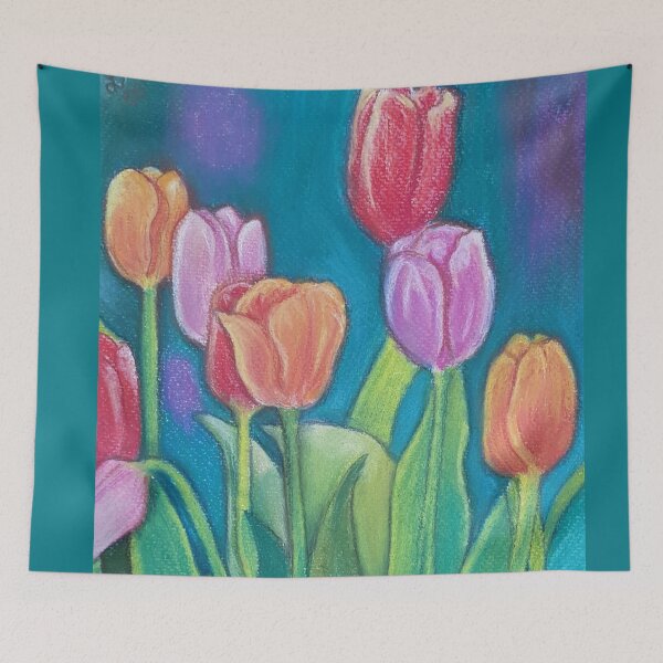 Item preview, Multicolored Tulips pastel art designed and sold by StarlightTales.