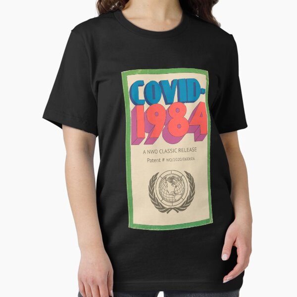 Vista previa del artículo con la obra «Covid-1984 Novela camiseta orwelliana / pegatina / mascarilla / etc.Covid 1984», diseñado y vendido por Chrishirts.