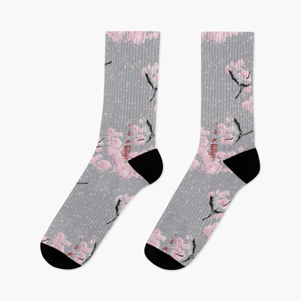 Item preview, Cherry Blossom & Cranes - Grey designed and sold by ChiffonFleur.