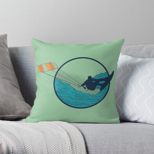 Kite Surfing the Waves Throw Pillow
