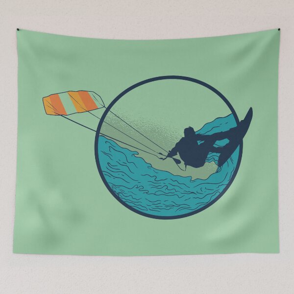Item preview, Kite Surfing the Waves designed and sold by CoolSilhouettes.