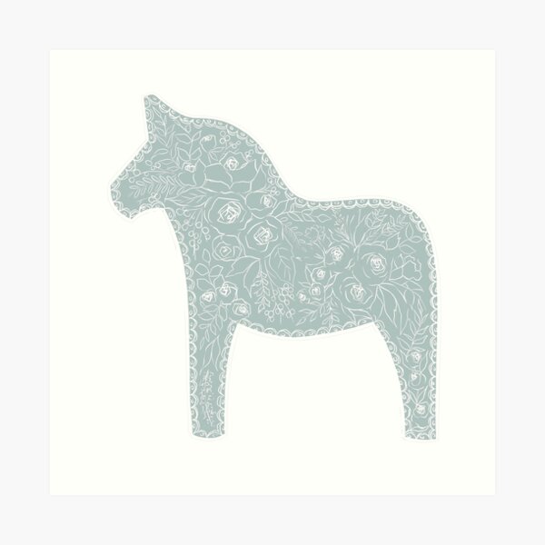 Floral Dala Horse Art Print