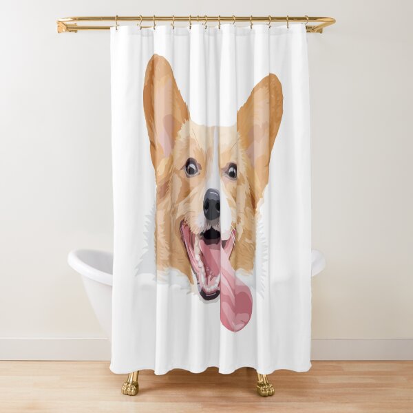 Smiling Corgi With Tongue Shower Curtain