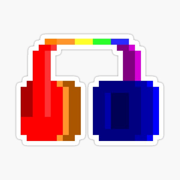 Pixel Headphones Stickers Redbubble - pixel art brawl stars arkad virus