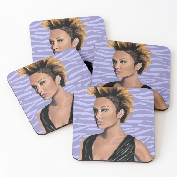 Mohawk girl zebra background Coasters (Set of 4)