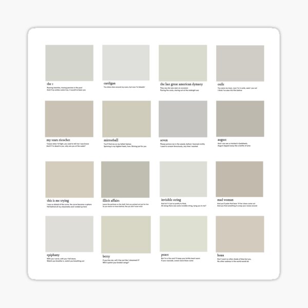 Folklore Paint Swatch - Taylor Swift Sticker