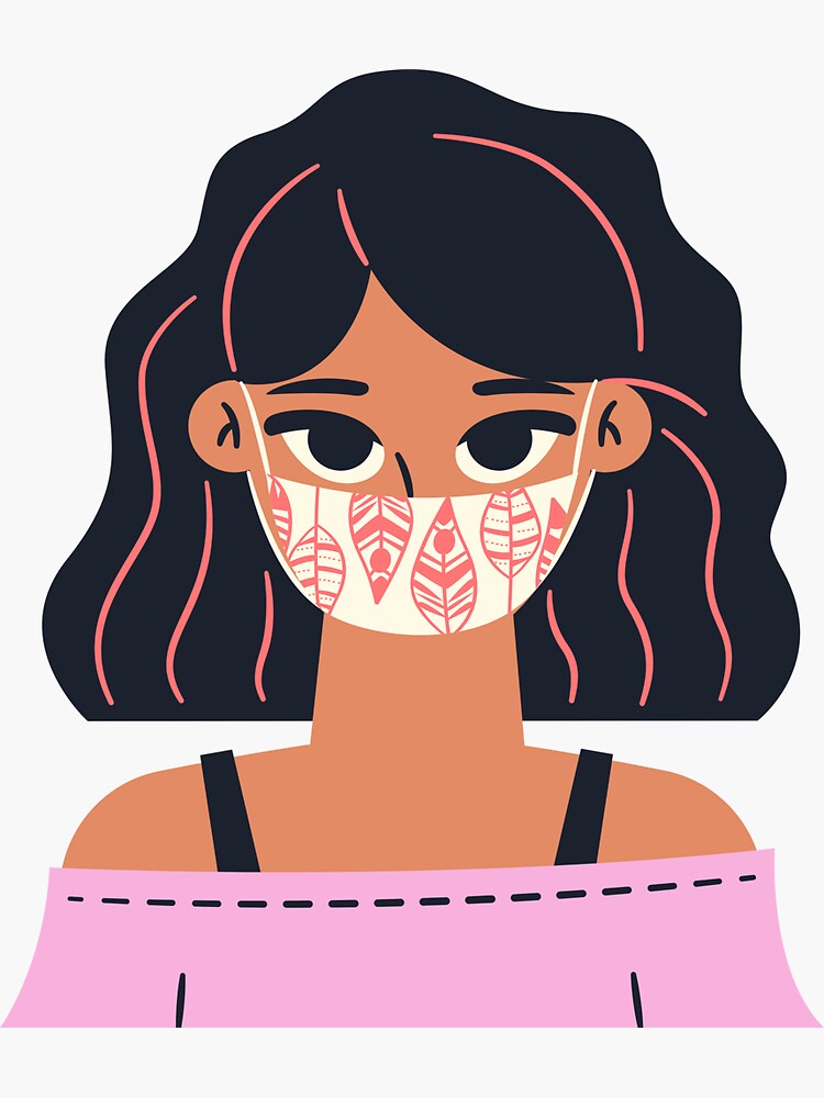 "Cute Mask Girl" Sticker by emigeegotu Redbubble