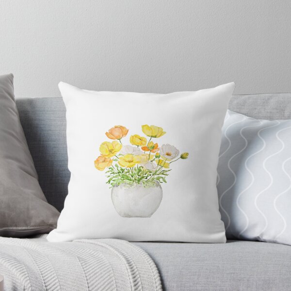 Item preview, hand painted yellow orange and white poppies in pot  designed and sold by SelenePaintings .