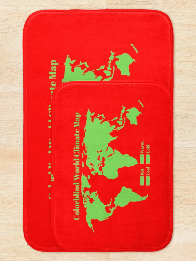 Thumbnail 5 of 6, Bath Mat, Colorblind World Climate Map designed and sold by InVisibleColors.