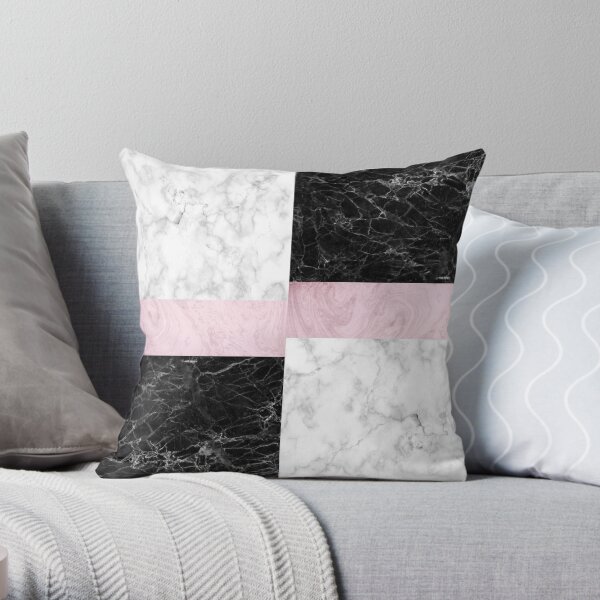 Geometric Marble Collage Art Throw Pillow