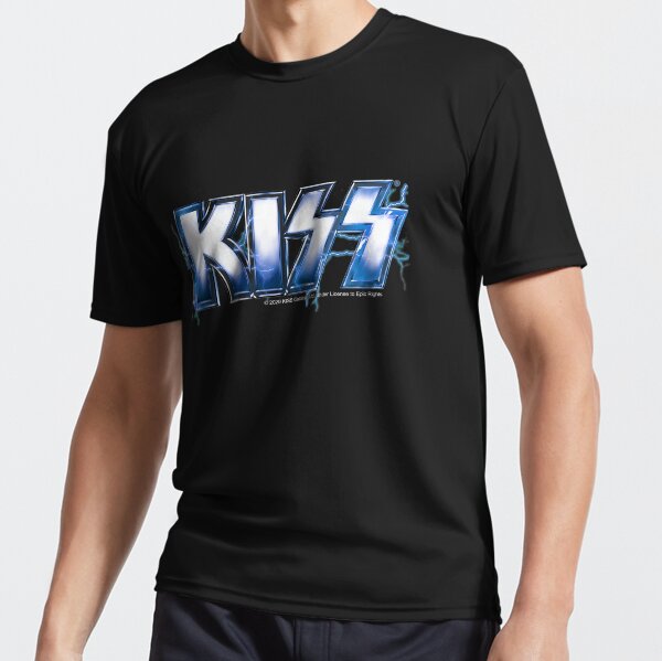 KISS rock music band - Blue Lightning Logo Active T-Shirt