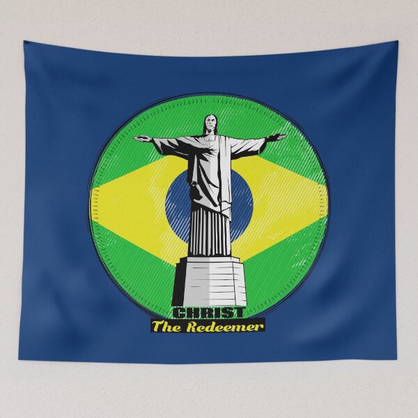 Item preview, Christ the Redeemer Brazil Flag designed and sold by piedaydesigns.