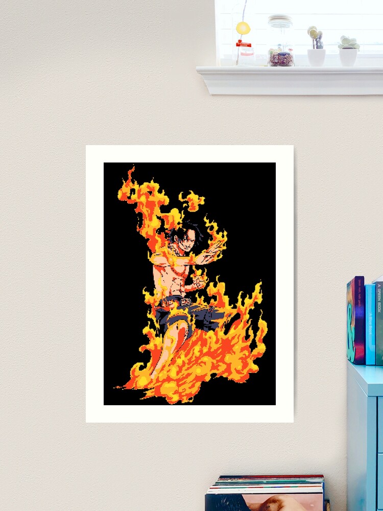 One Piece Portgas D. Ace Pixel Art Art Board Print for Sale by