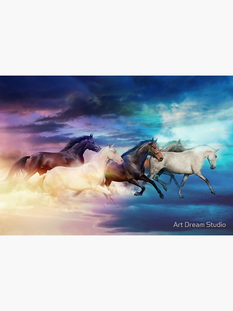 herd of horses in pastel by lldd11