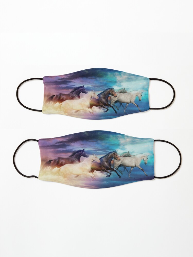 Alternate view of herd of horses in pastel Mask