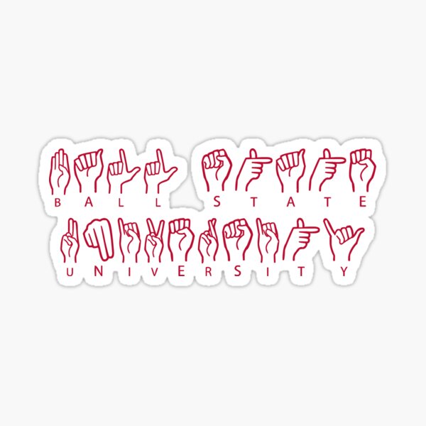 Vista previa del artículo con la obra «Pegatina Ball State Cardinals BSU Lenguaje de signos», diseñado y vendido por Ngp1.
